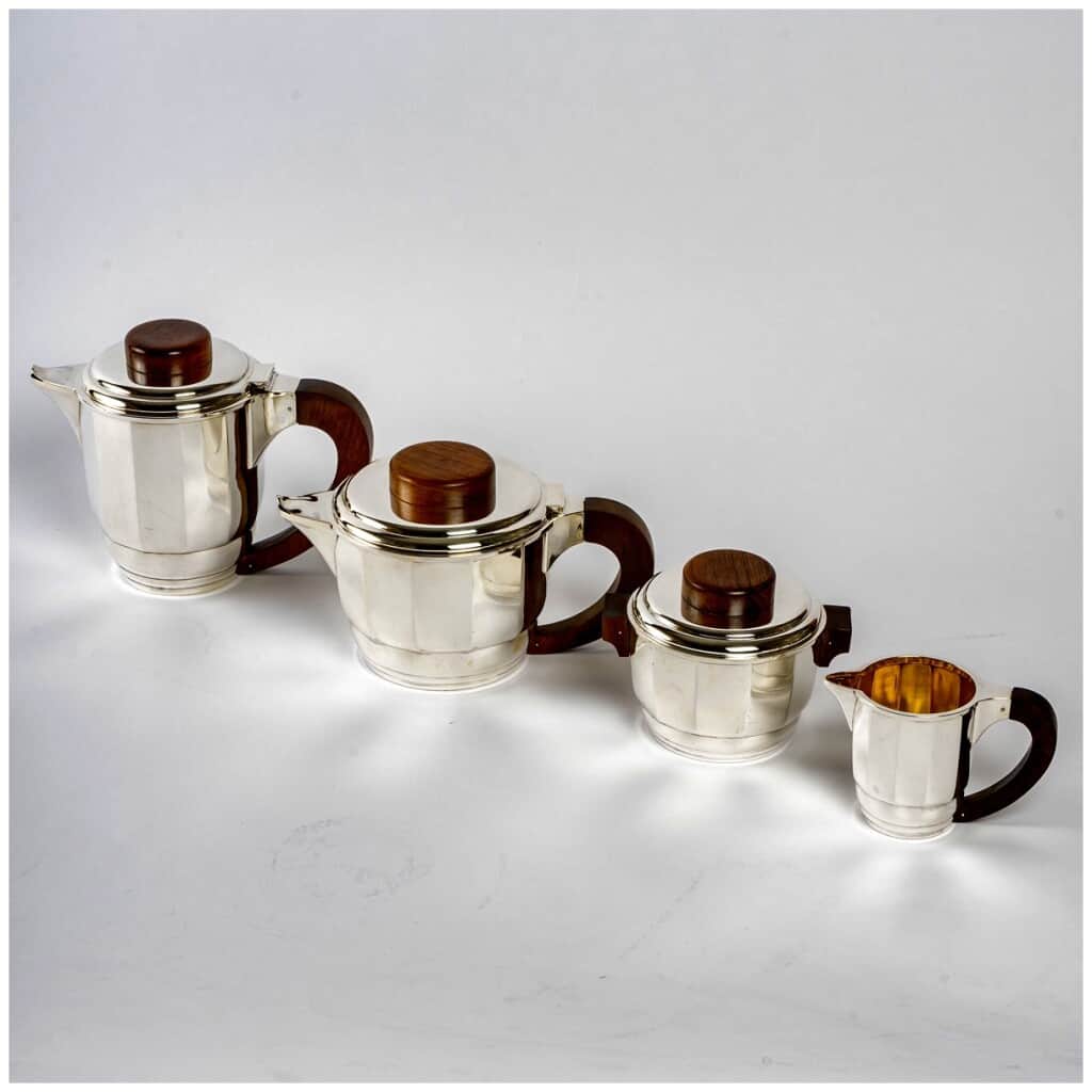 1925 Puiforcat – Tea And Coffee Service In Sterling Silver And Rosewood 5