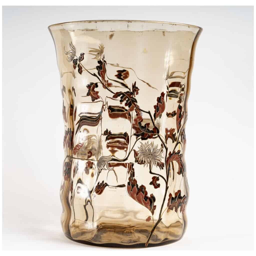 Emile Gallé – Crystal Glass Vase Smoked Glass Gadrooned Praying Mantis 8