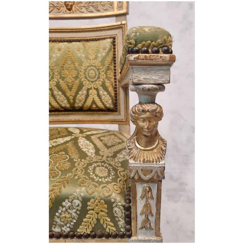 Paire de fauteuils d’époque Empire – Bois sculpté, mouluré et patiné – 19ème 10