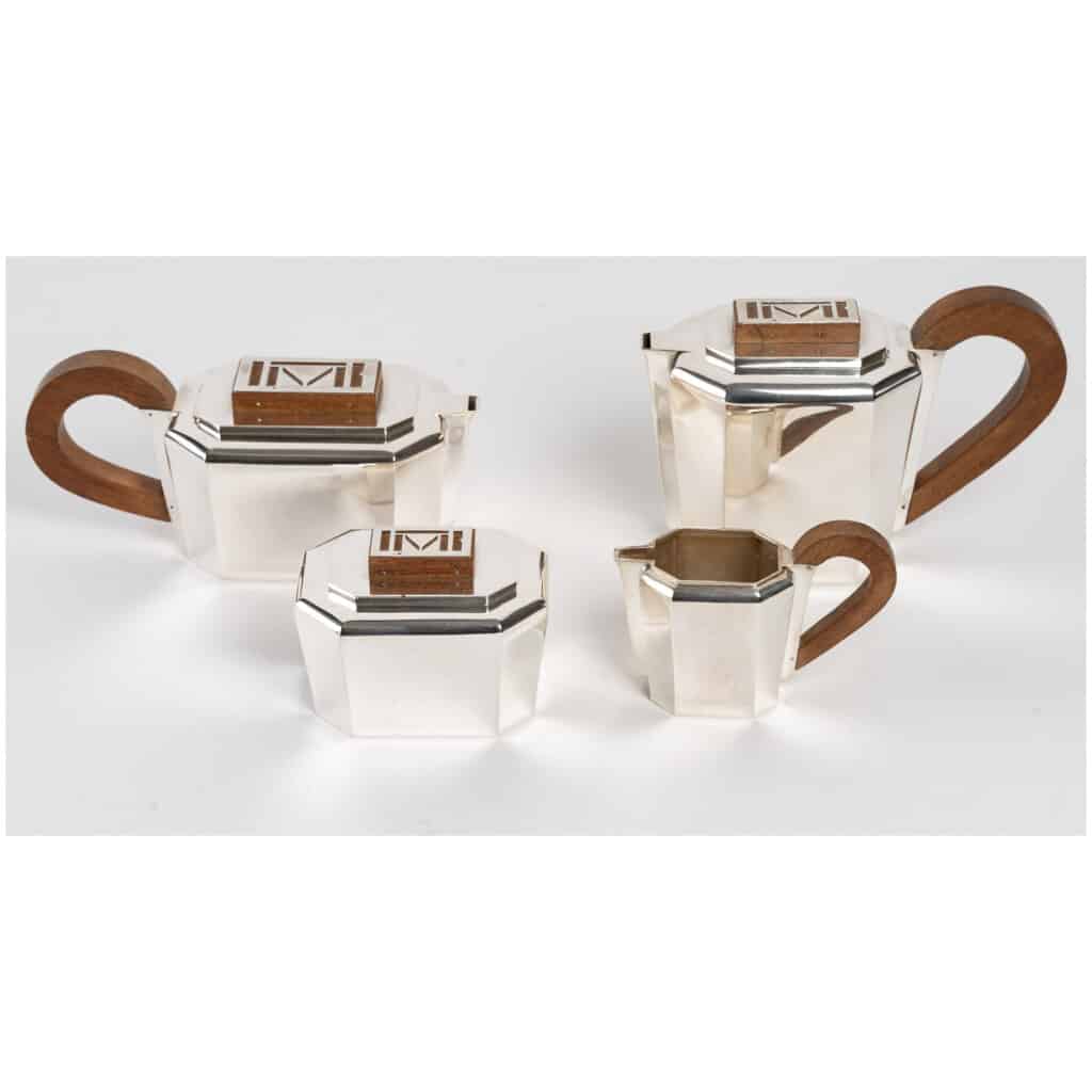 1937 Jean E. Puiforcat - Cutaway Tea And Coffee Service In Sterling Silver And Walnut 3