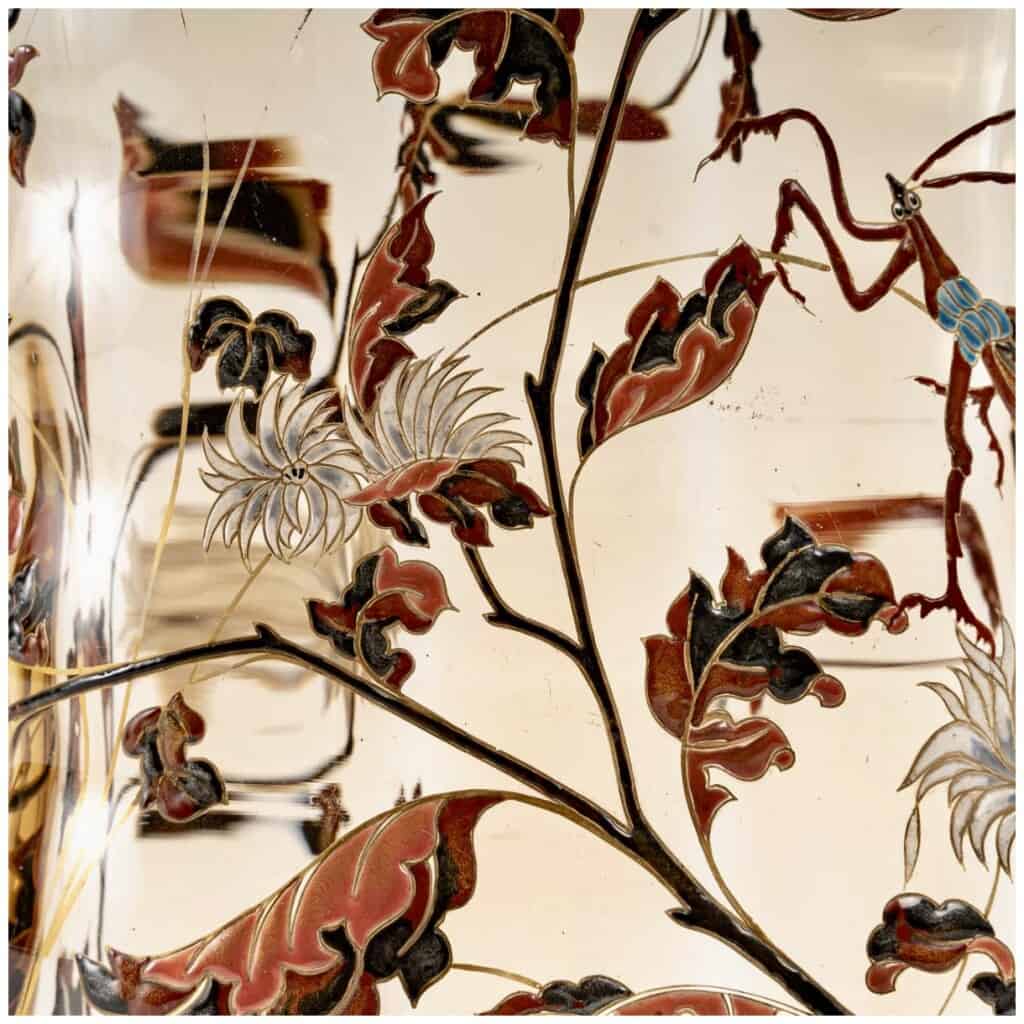 Emile Gallé – Crystal Glass Vase Smoked Glass Gadrooned Praying Mantis 6