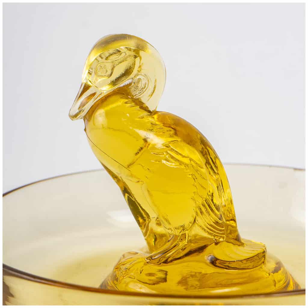 1925 René Lalique – Baguier Ashtray Duck Yellow Glass 9