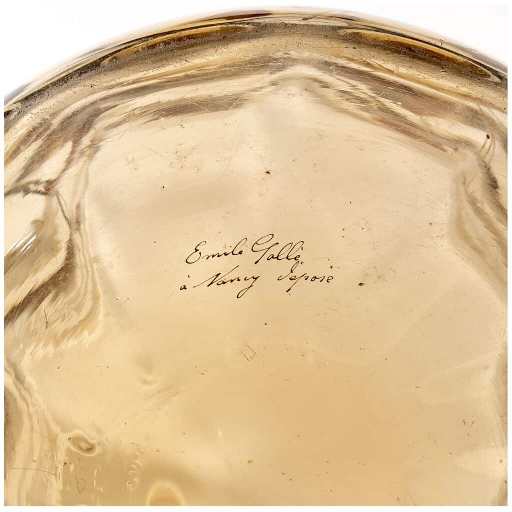 Emile Gallé – Crystal Glass Vase Smoked Glass Gadrooned Praying Mantis 11