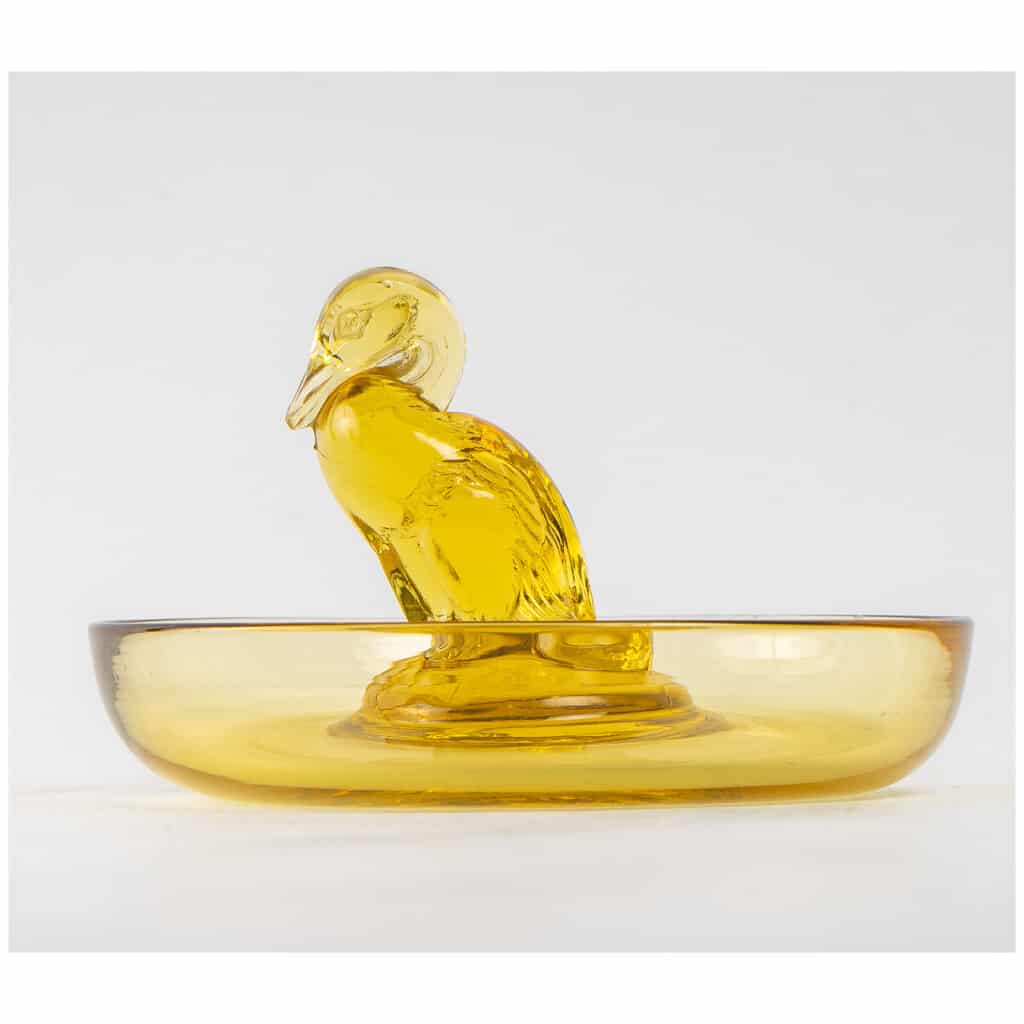 1925 René Lalique – Cendrier Baguier Canard Verre Jaune 8