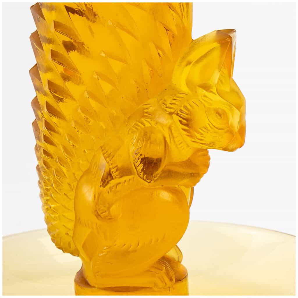 1931 René Lalique – Squirrel Baguier Ashtray Amber Yellow Glass 7