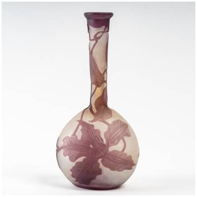 Emile Gallé – Vase Fleurs Violettes Verre Dégagé à l’Acide