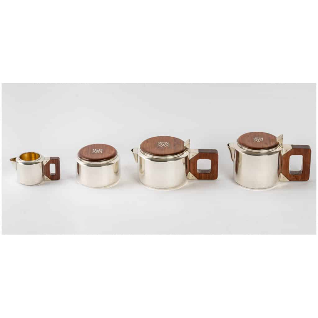 1930 Jean E. Puiforcat - Selfish Tea And Coffee Service In Sterling Silver And Rosewood 3