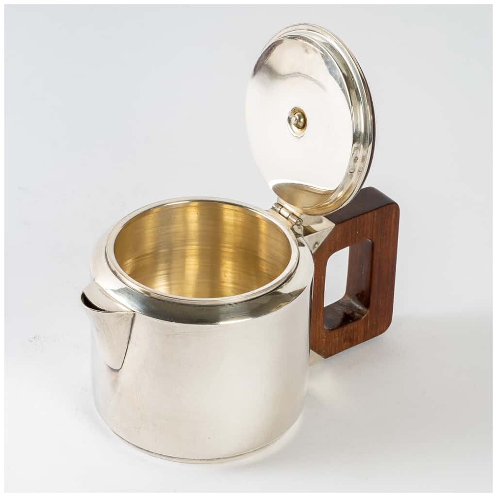 1930 Jean E. Puiforcat - Selfish Tea And Coffee Service In Sterling Silver And Rosewood 10