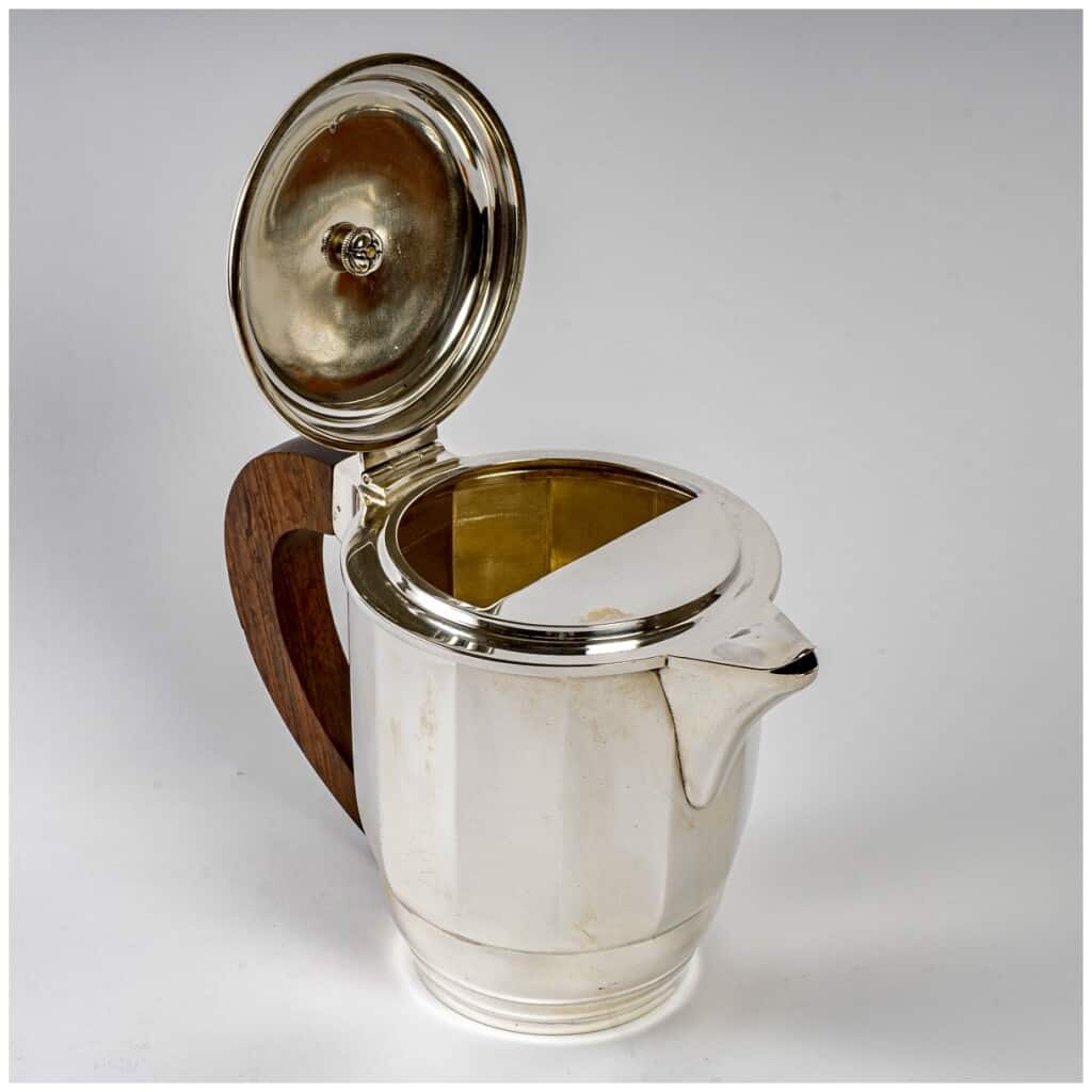 1925 Puiforcat – Tea And Coffee Service In Sterling Silver And Rosewood 9