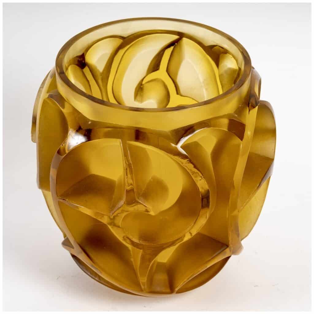 1926 René Lalique – Vase Tourbillons Verre Jaune Ambré 6
