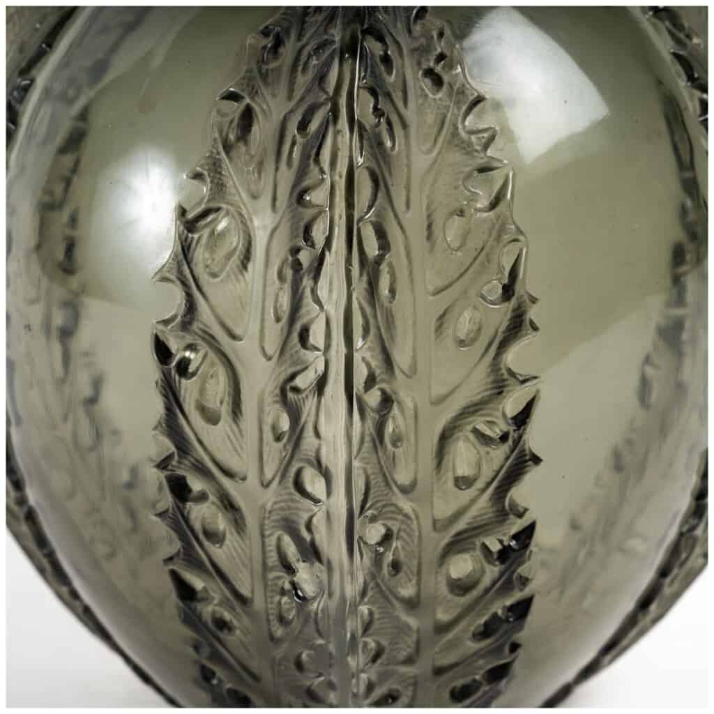 1922 René Lalique – Vase Chardons Verre Gris Topaze 8