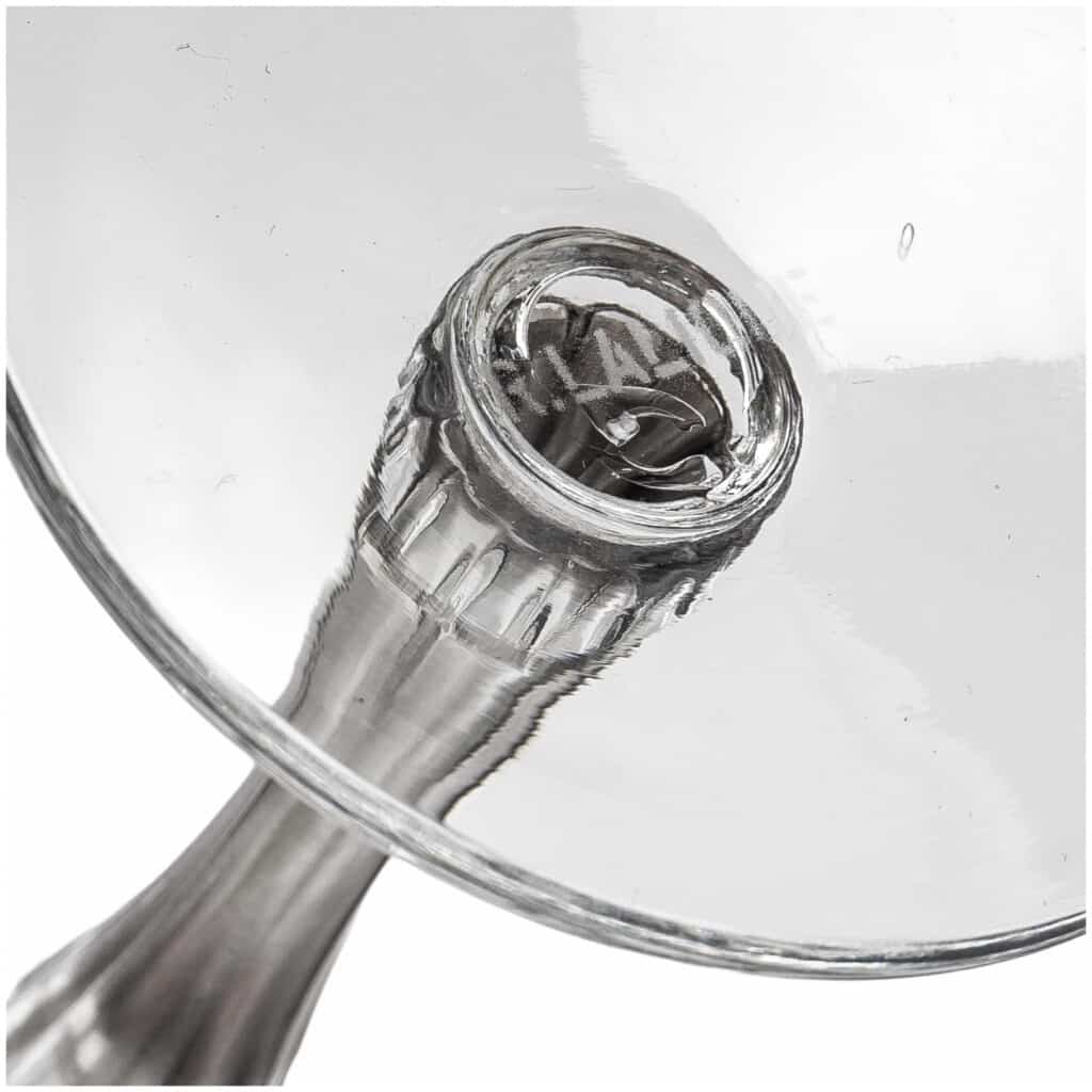 1939 René Lalique 6 Barsac Wine Glasses Gray Patinated Glass 6
