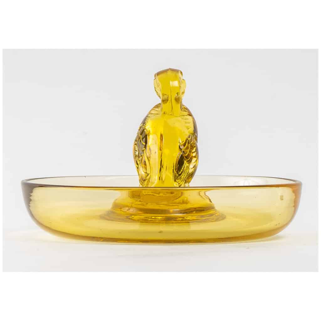 1925 René Lalique – Baguier Ashtray Duck Yellow Glass 7