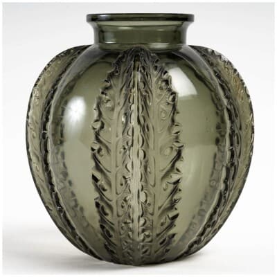 1922 René Lalique – Vase Chardons Verre Gris Topaze