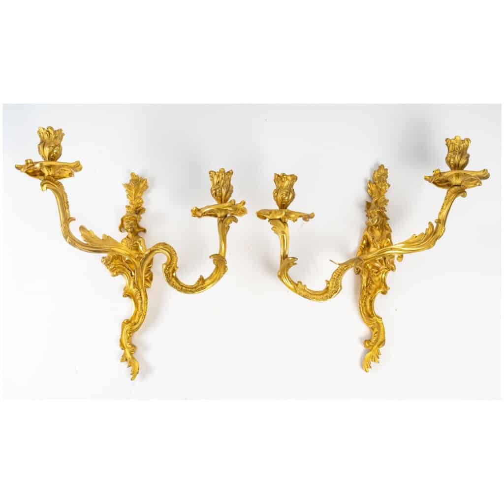 Pair of Regency style gilt bronze Chinese sconces. 12