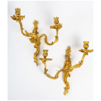 Paire d’appliques aux chinois en bronze doré de style Régence.