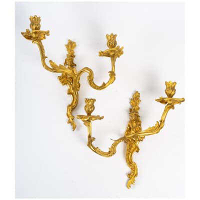 Pair of Regency style gilt bronze Chinese sconces.