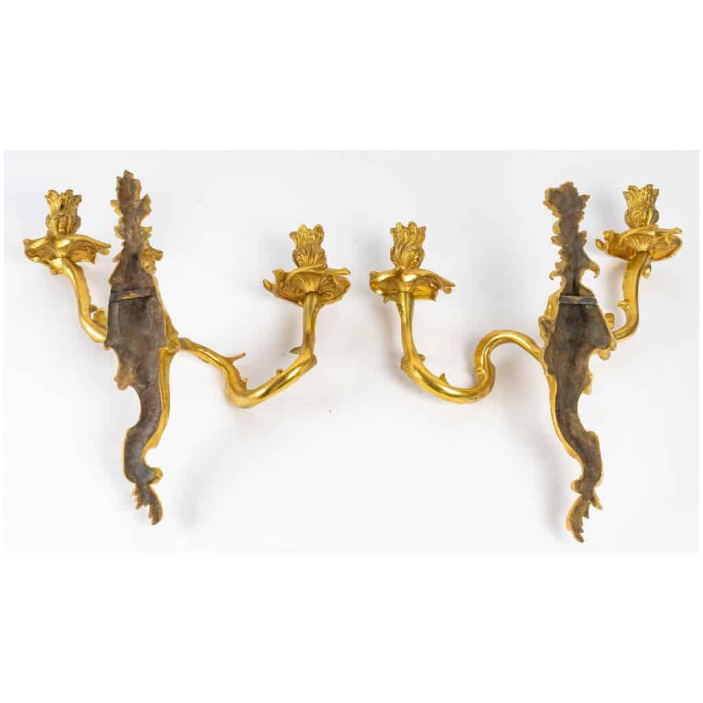 Pair of Regency style gilt bronze Chinese sconces. 10