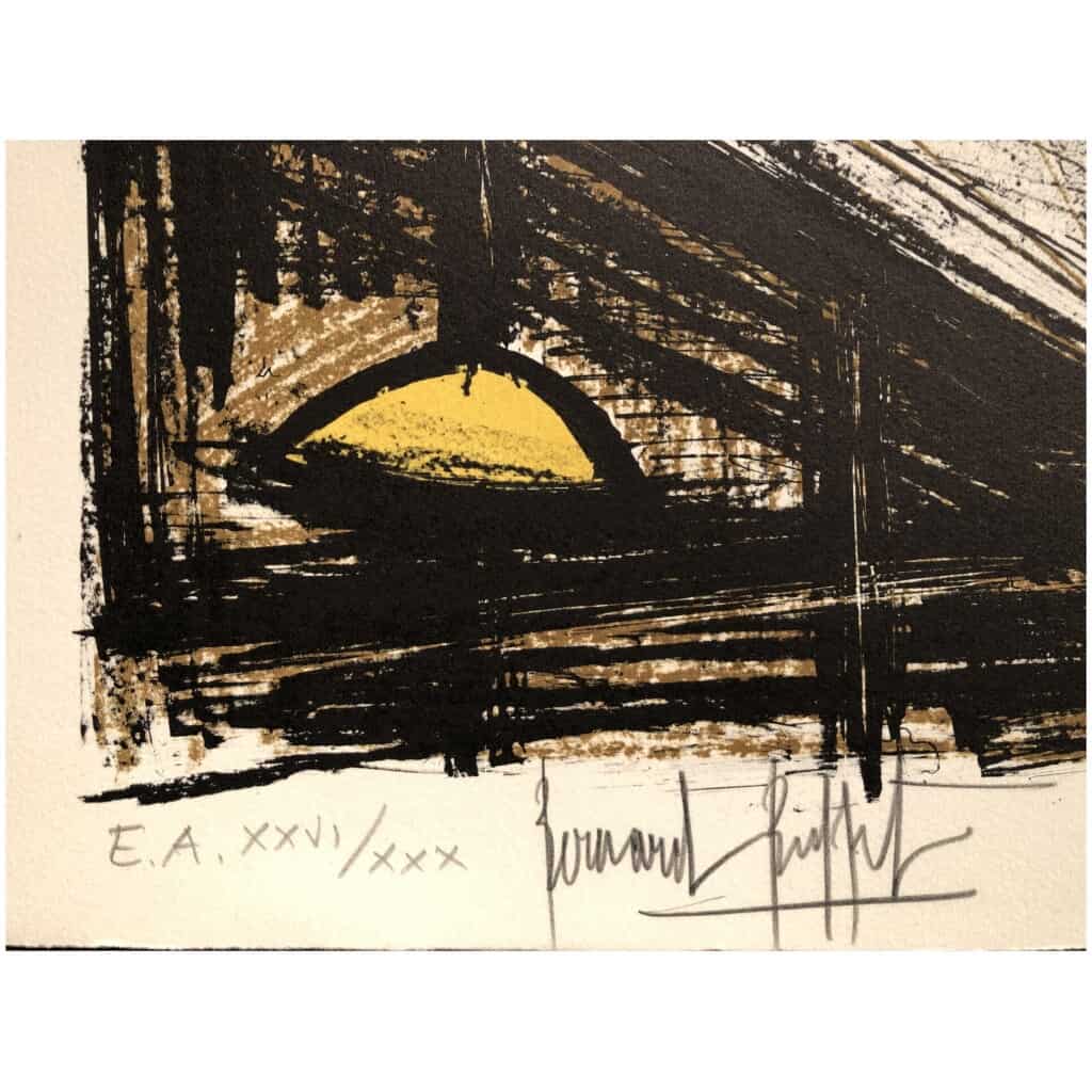 BUFFET Bernard Still life with a bowl of fruit on a midnight blue background Color lithograph justified 4 BUFFET Bernard Still life with a bowl of fruit on a midnight blue background Color lithograph justified 4