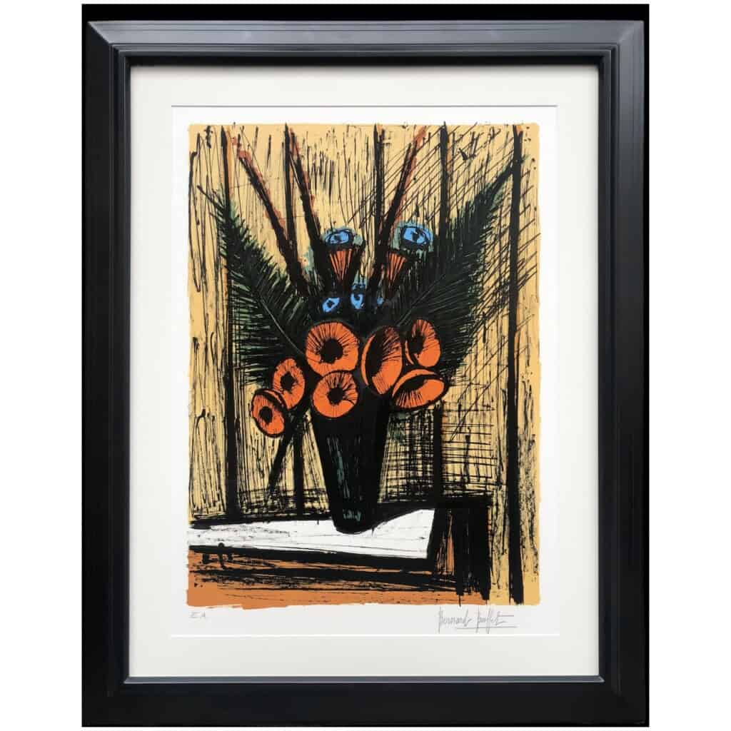 BUFFET Bernard Still life with vase of poppies and anemones Color lithograph justified 7 BUFFET Bernard Still life with vase of poppies and anemones Color lithograph justified 7