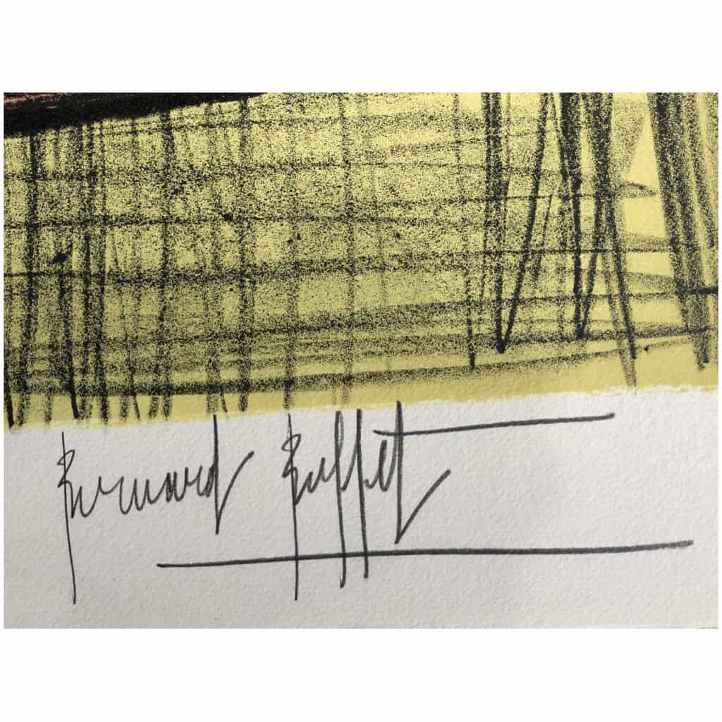 BUFFET Bernard Still life with a vase of flowers on a pedestal table Justified color lithograph 5