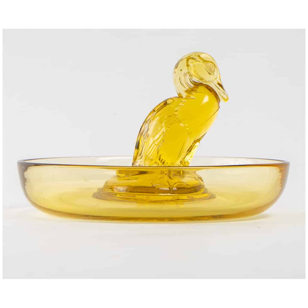 1925 René Lalique – Baguier Ashtray Duck Yellow Glass 3