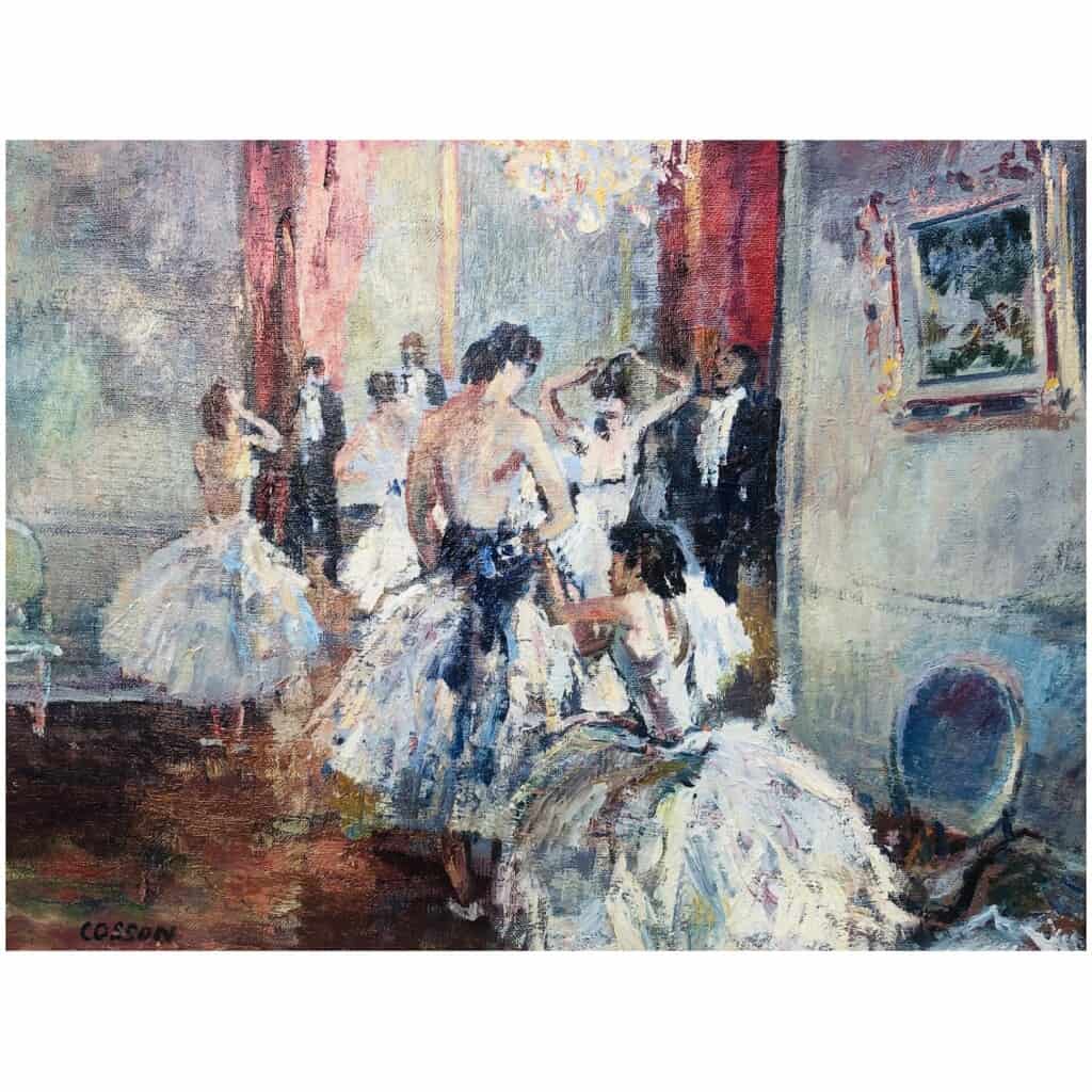 COSSON Marcel Tableau Début 20è Ballerines dans les salons de l’Opéra Peinture Huile Signée 6