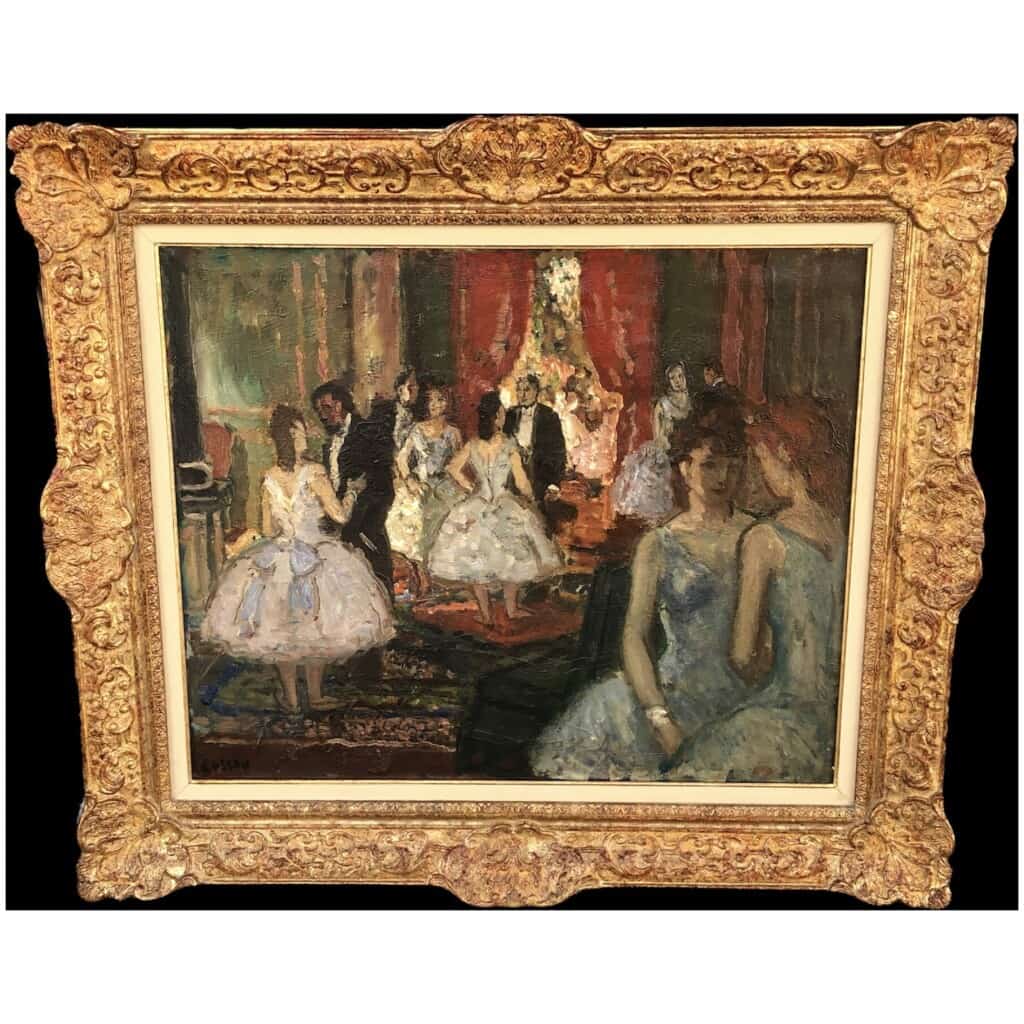 COSSON Marcel Painting Early 20th Ballerinas in the lounge of subscribers to the Opera Oil Painting Signed 4
