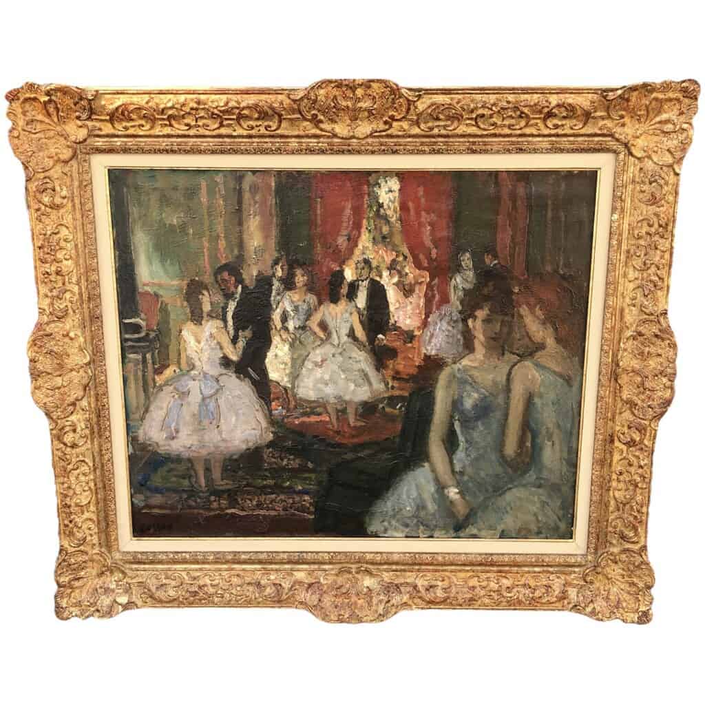COSSON Marcel Painting Early 20th Ballerinas in the lounge of subscribers to the Opera Oil Painting Signed 5