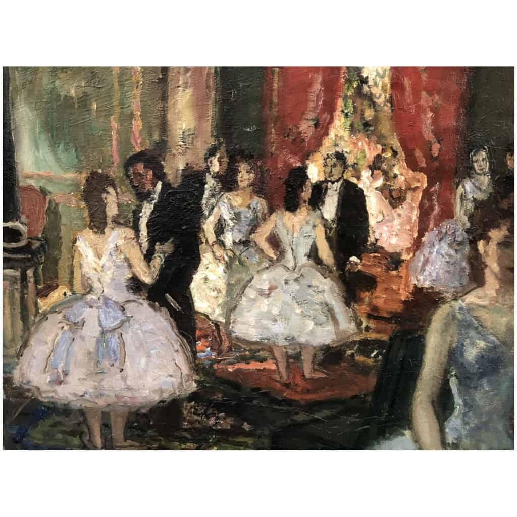 COSSON Marcel Painting Early 20th Ballerinas in the lounge of subscribers to the Opera Oil Painting Signed 12