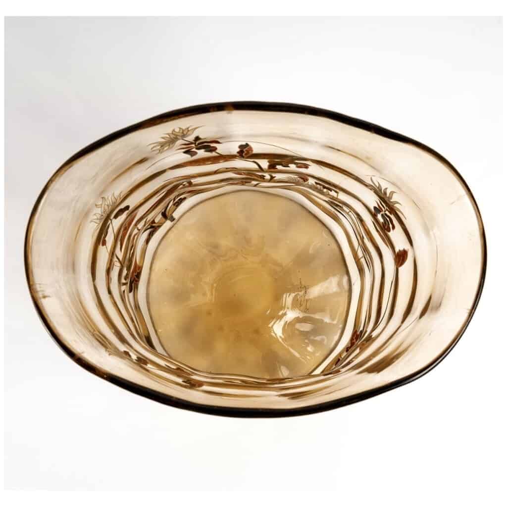 Emile Gallé – Crystal Glass Vase Smoked Glass Gadrooned Praying Mantis 9