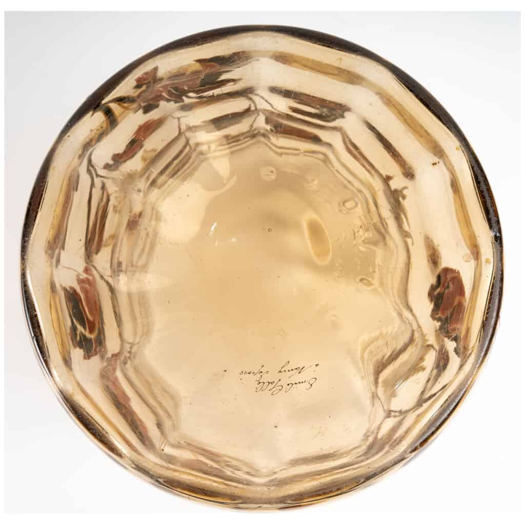 Emile Gallé – Vase Cristallerie Verre Fumé Godronné Mante Religieuse 10