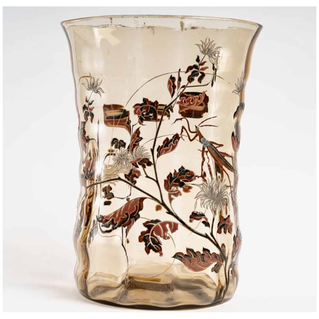 Emile Gallé – Crystal Glass Vase Smoked Glass Gadrooned Praying Mantis 3