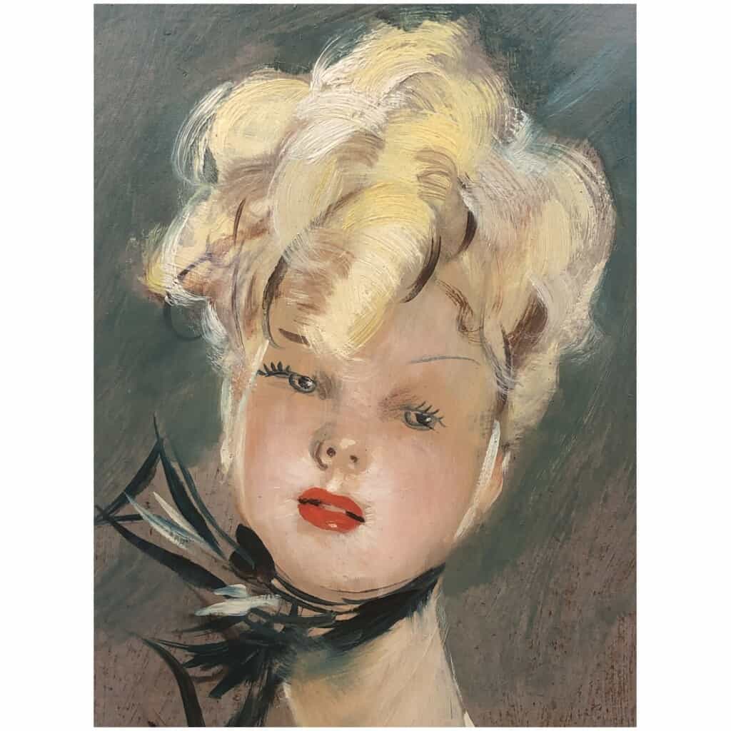 DOMERGUE Jean Gabriel Painting XXth Century Socialite Painting "Lilian" Oil on isorel signed 7