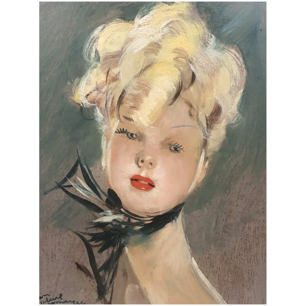 DOMERGUE Jean Gabriel Painting XXth Century Socialite Painting "Lilian" Oil on isorel signed 6