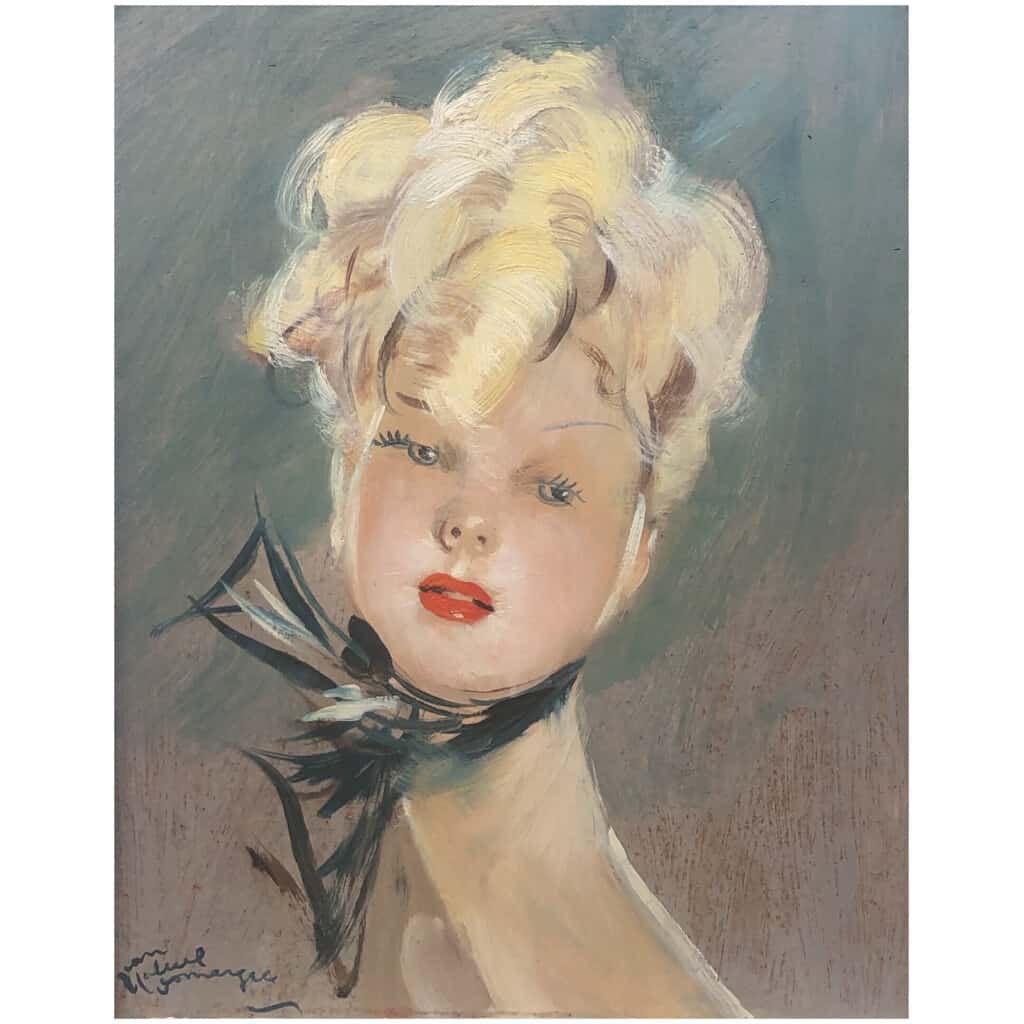 DOMERGUE Jean Gabriel Painting XXth Century Socialite Painting "Lilian" Oil on isorel signed 5