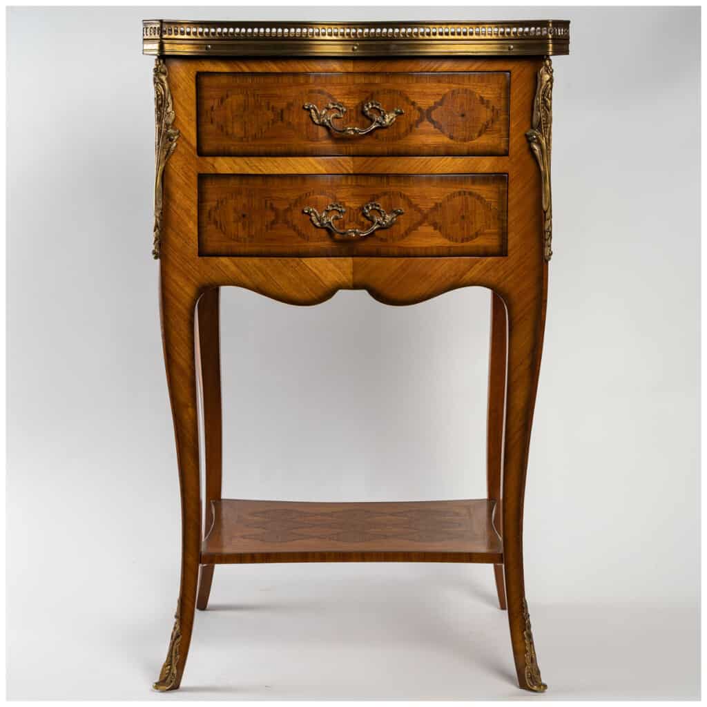 Pair of Louis XV style bedside tables. 4