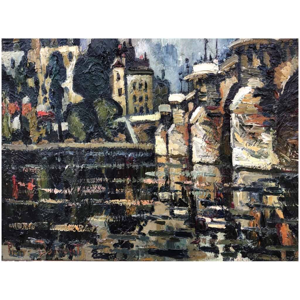 DUMONT Pierre Tableau 20ème siècle Paris le Pont Neuf sur La Seine Peinture Huile sur toile signée 14