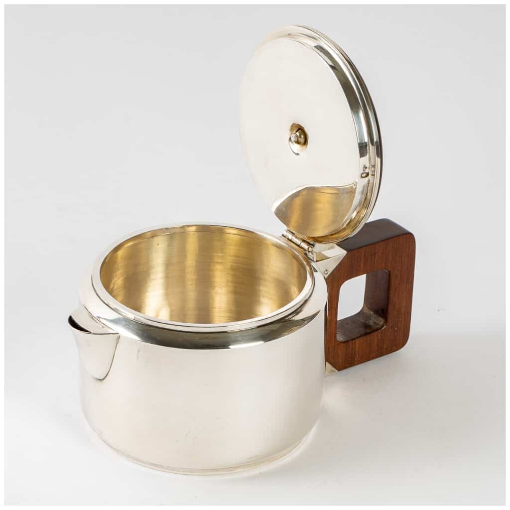 1930 Jean E. Puiforcat - Selfish Tea And Coffee Service In Sterling Silver And Rosewood 16