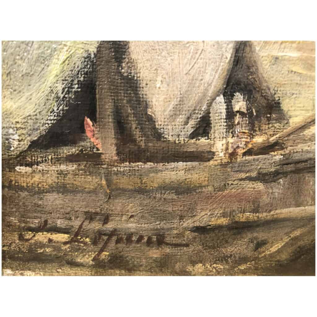LEPINE Stanislas Paris, Le pont Louis Philippe en 1878 Huile sur toile signée catalogue raisonné N°54 6