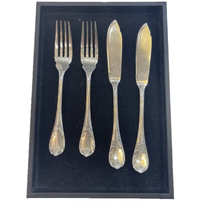 Christofle: "Marly" 12 silver-plated fish cutlery