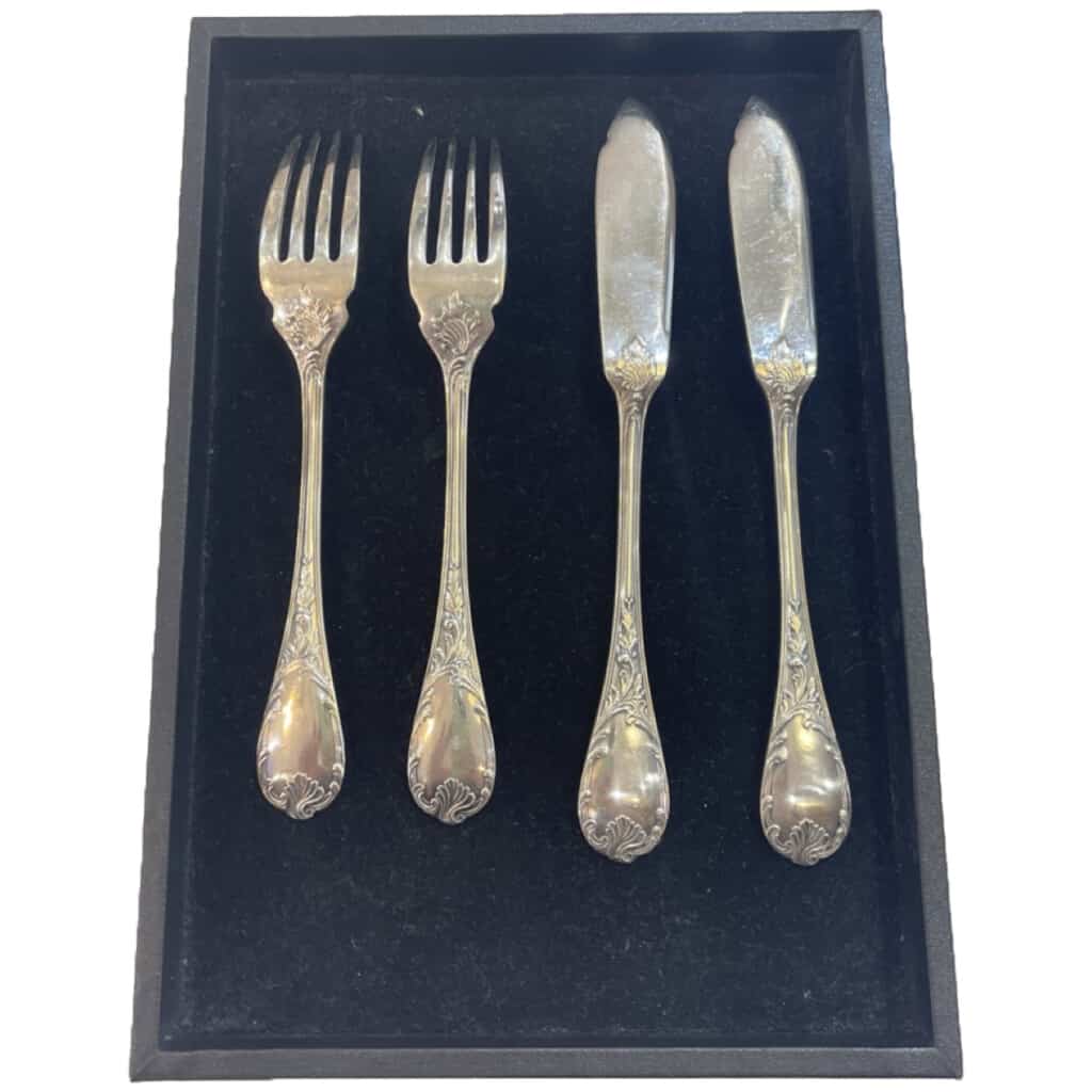 Christofle: “Marly” 12 silver-plated fish cutlery 4