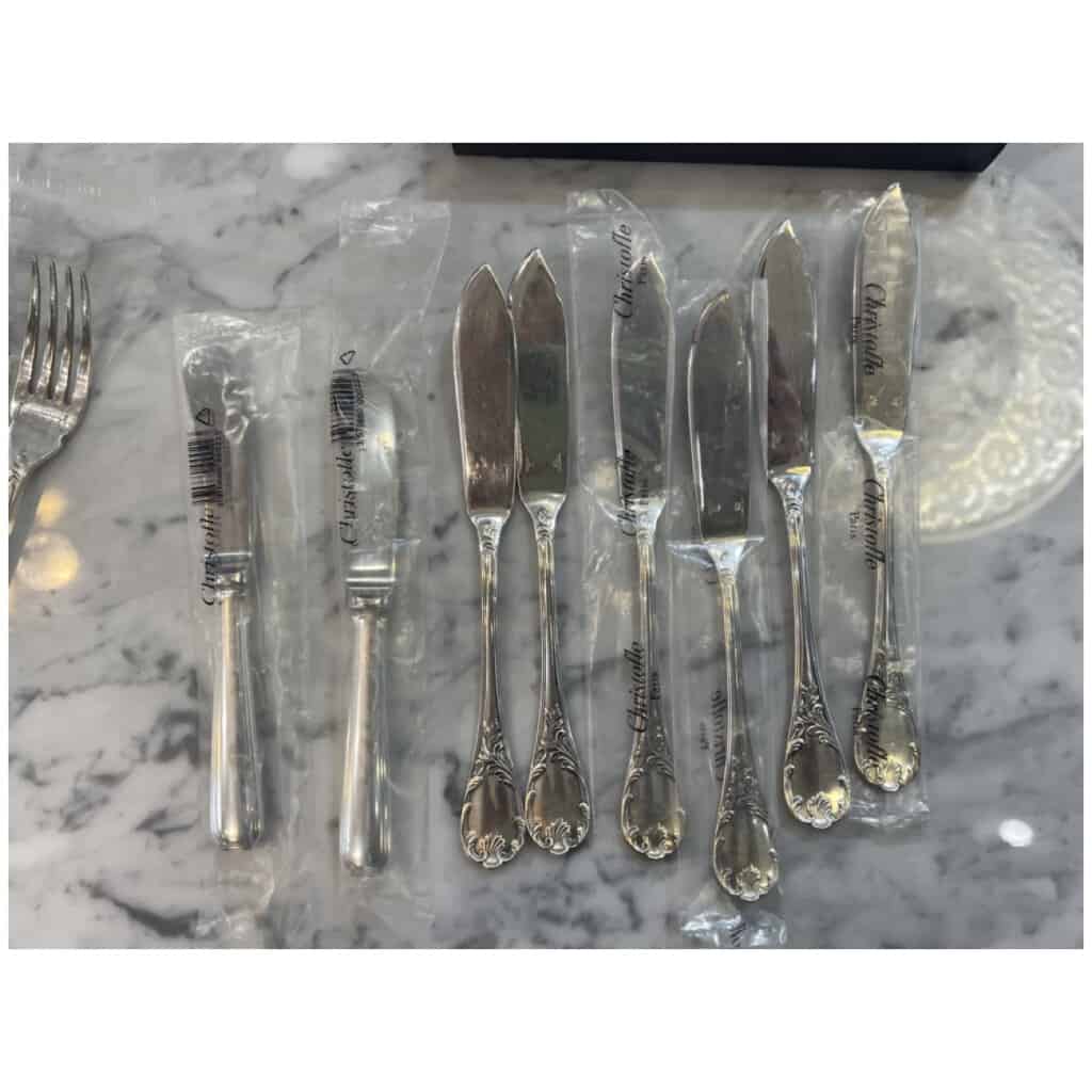 Christofle: “Marly” 12 silver-plated fish cutlery 5