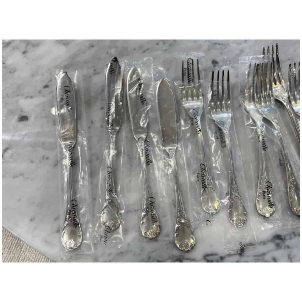 Christofle: “Marly” 12 silver-plated fish cutlery 7