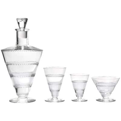 LALIQUE France : Service de Verres « VOUVRAY » 1932 3