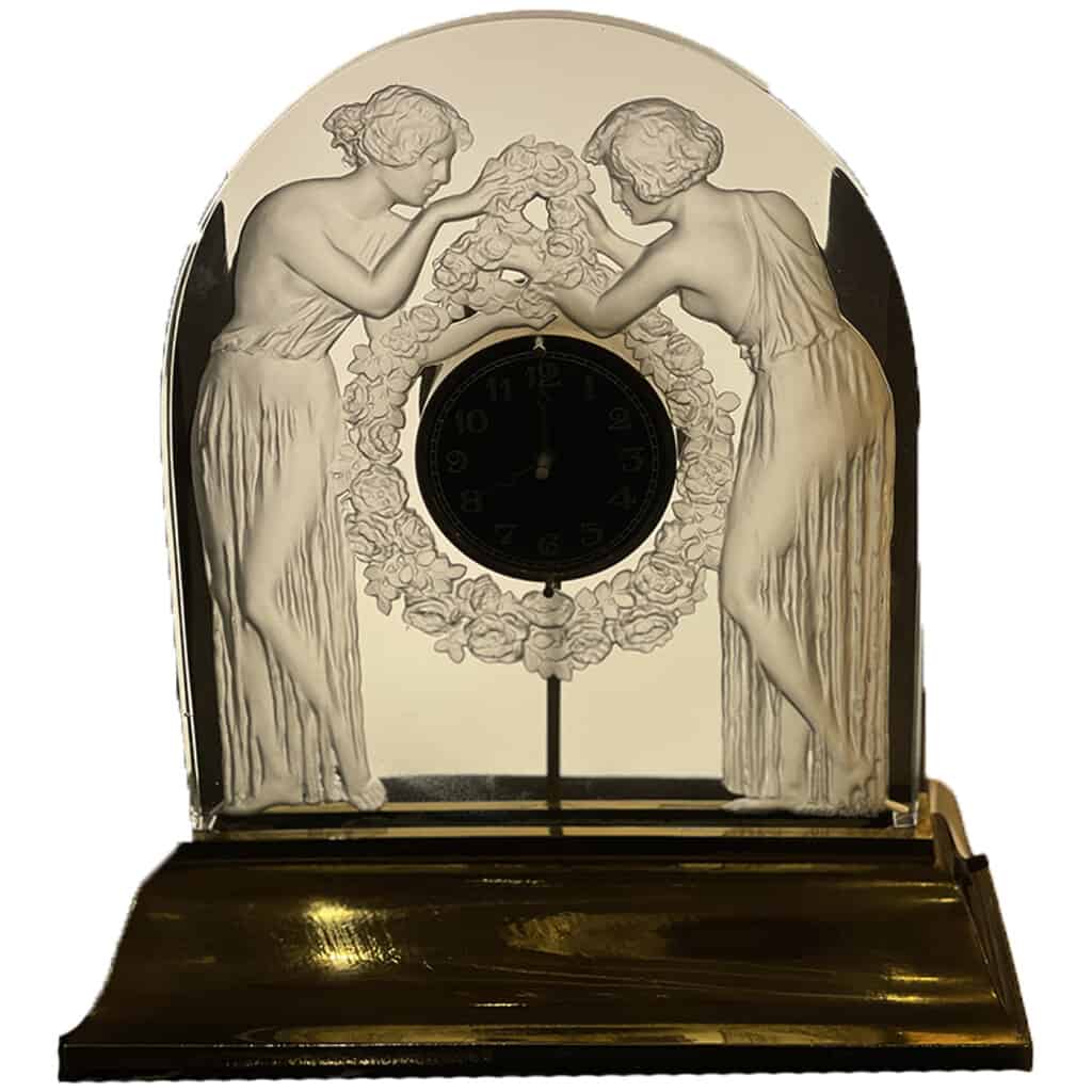 René LALIQUE Pendule électrique « Les deux figurines » – 1926 4