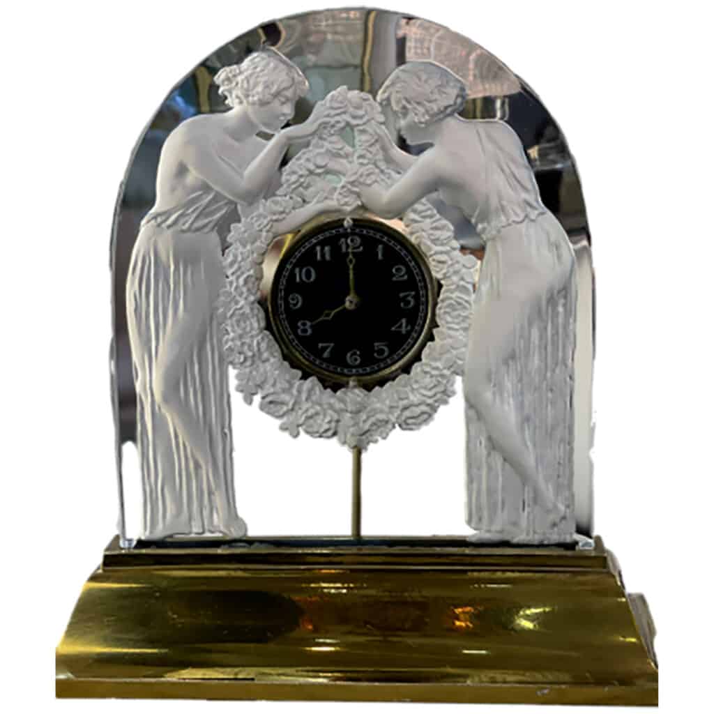 René LALIQUE Pendule électrique « Les deux figurines » – 1926 3