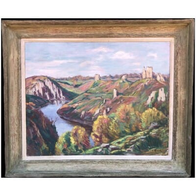 ALLUAUD Eugène View of the ruins of Crozant French school 20th century Signed oil