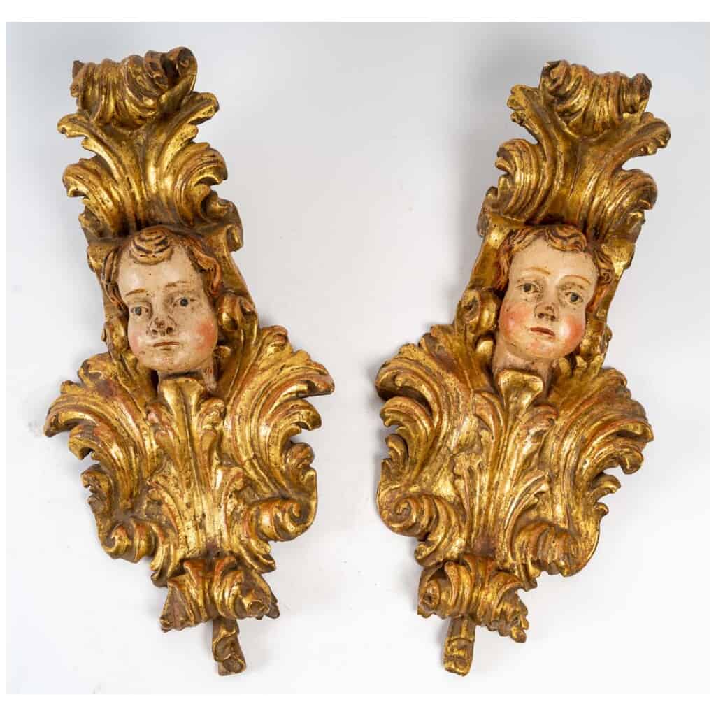 Pair Of Gilded And Carved Woods, XVIIIth Century. 8