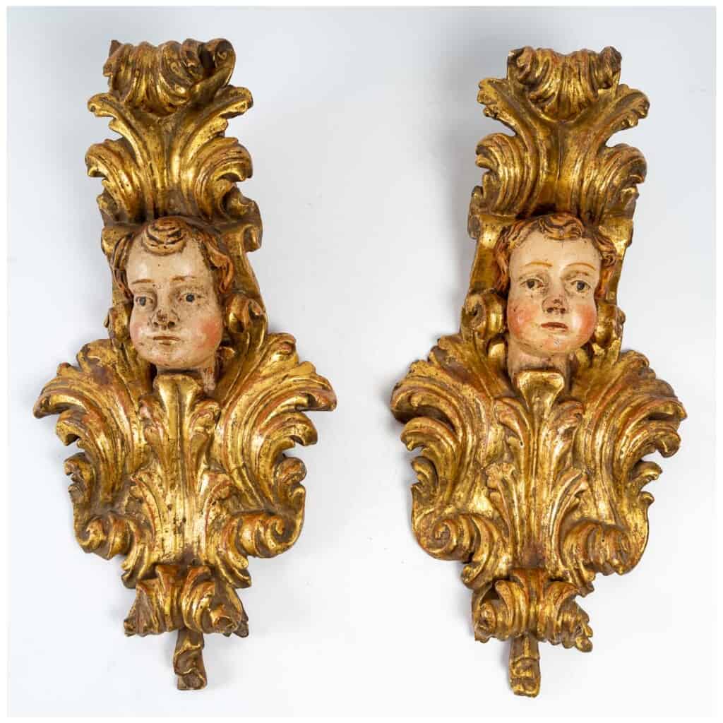 Paire De Bois Dorés Et Sculptés, XVIIIème Siècle. 3